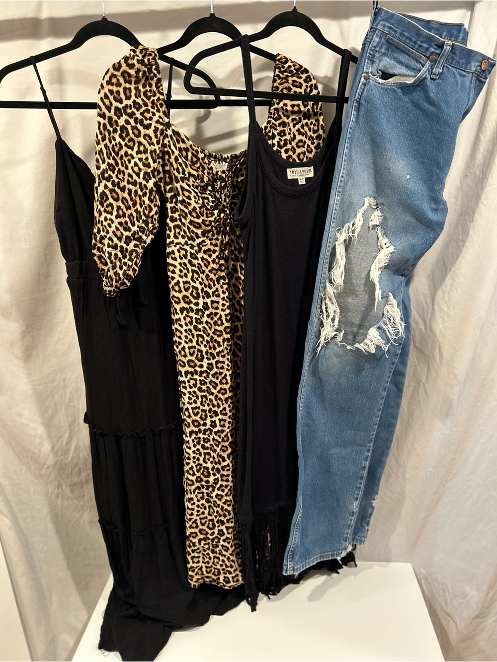The essentials package. Black leopard and denim bundle. Final sale!